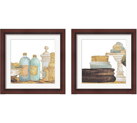 Gold Bath Accessories 2 Piece Framed Art Print Set by Elizabeth Medley