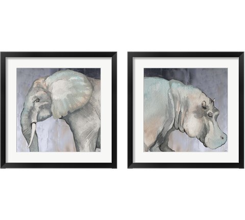 Safari Animal 2 Piece Framed Art Print Set by Elizabeth Medley