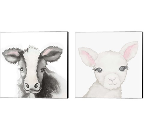 Baby Farm Animal 2 Piece Canvas Print Set by Elizabeth Medley