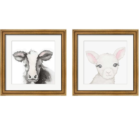 Baby Farm Animal 2 Piece Framed Art Print Set by Elizabeth Medley
