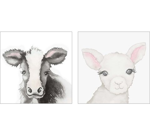 Baby Farm Animal 2 Piece Art Print Set by Elizabeth Medley