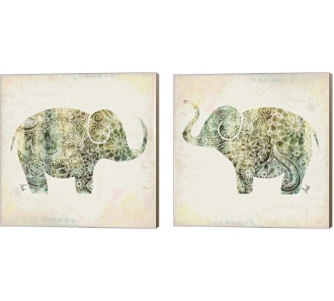 Boho Elephant 2 Piece Canvas Print Set by Andi Metz