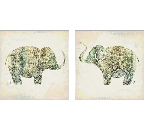 Boho Elephant 2 Piece Art Print Set by Andi Metz
