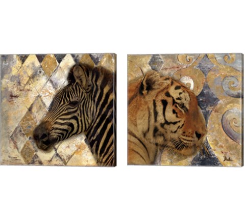Golden Safari 2 Piece Canvas Print Set by Patricia Pinto