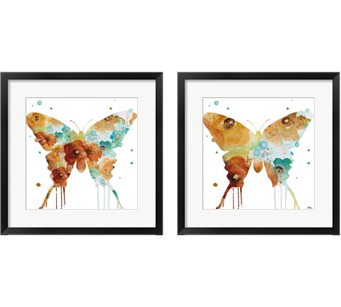 Mis Flores Butterfly 2 Piece Framed Art Print Set by Patricia Pinto