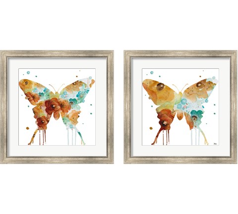 Mis Flores Butterfly 2 Piece Framed Art Print Set by Patricia Pinto