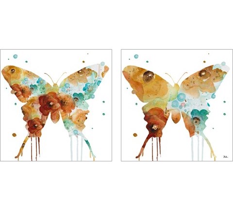 Mis Flores Butterfly 2 Piece Art Print Set by Patricia Pinto