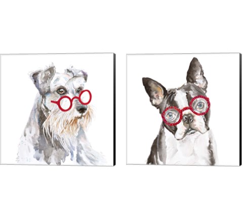 Dog with Glasses 2 Piece Canvas Print Set by Patricia Pinto