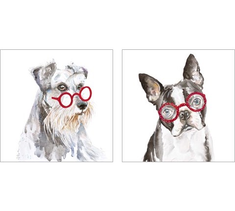 Dog with Glasses 2 Piece Art Print Set by Patricia Pinto