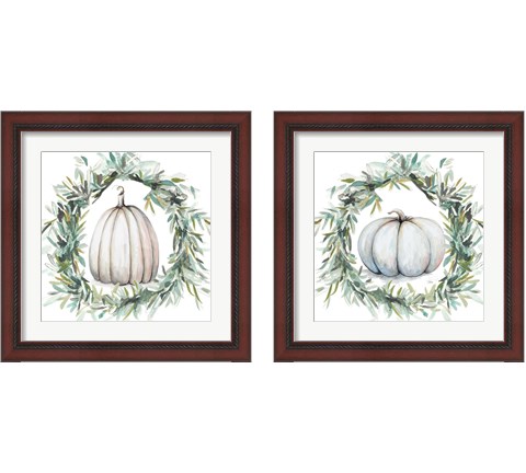 White Pumpkin With Garland 2 Piece Framed Art Print Set by Patricia Pinto