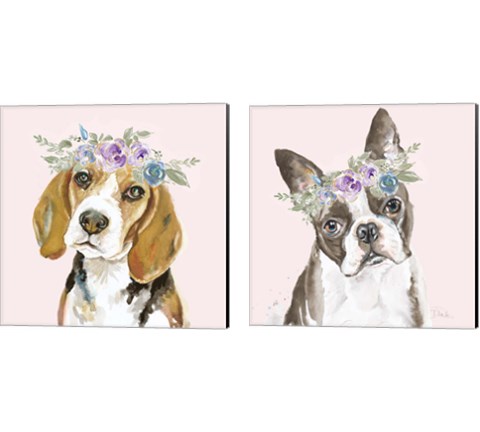 Flower Crown Pet 2 Piece Canvas Print Set by Patricia Pinto