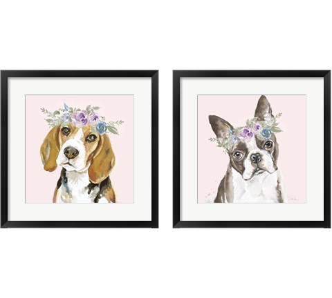 Flower Crown Pet 2 Piece Framed Art Print Set by Patricia Pinto