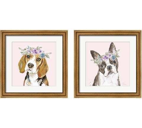 Flower Crown Pet 2 Piece Framed Art Print Set by Patricia Pinto