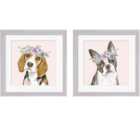 Flower Crown Pet 2 Piece Framed Art Print Set by Patricia Pinto
