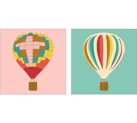 Hot Air Balloon 2 Piece Art Print Set by Jen Bucheli