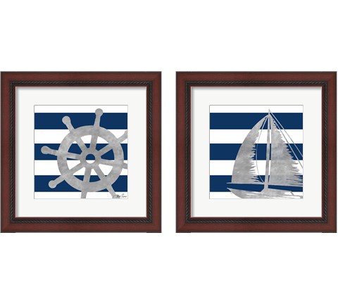 Silver Coastal on Blue  2 Piece Framed Art Print Set by Gina Ritter