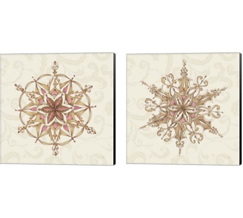 Elegant Season Snowflake 2 Piece Canvas Print Set by Daphne Brissonnet