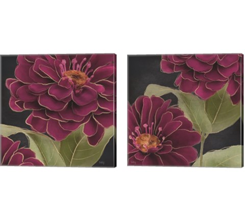 Burgundy Floral 2 Piece Canvas Print Set by Heidi Kuntz