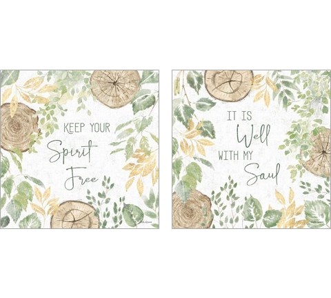 Natures Leaves Sage 2 Piece Art Print Set by Beth Grove