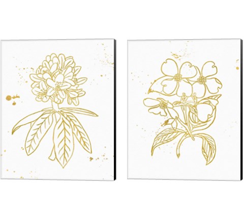 Gold Blooms 2 Piece Canvas Print Set by Wild Apple Portfolio