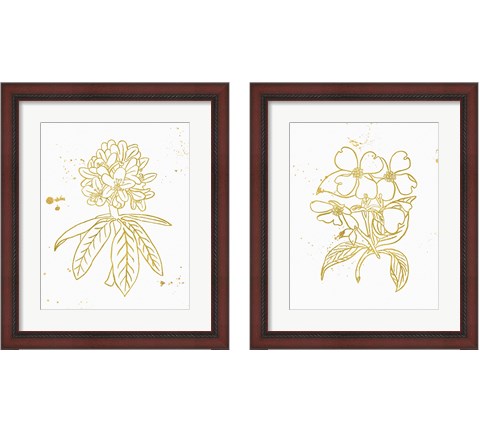 Gold Blooms 2 Piece Framed Art Print Set by Wild Apple Portfolio