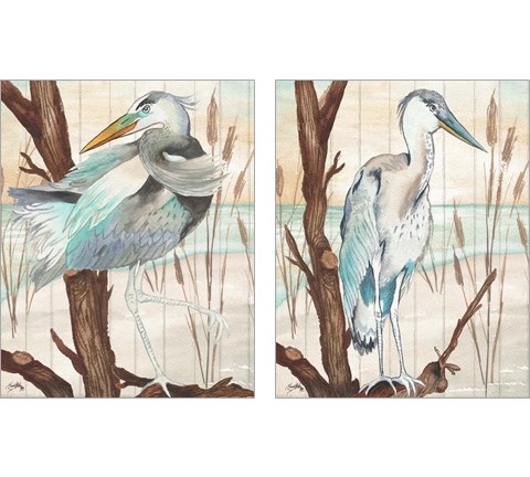 Heron On Branch 2 Piece Art Print Set by Elizabeth Medley
