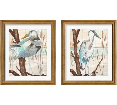 Heron On Branch 2 Piece Framed Art Print Set by Elizabeth Medley