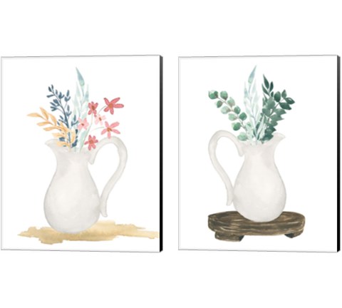 Farmhouse Pitcher With Flowers 2 Piece Canvas Print Set by Lucille Price