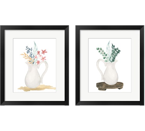 Farmhouse Pitcher With Flowers 2 Piece Framed Art Print Set by Lucille Price