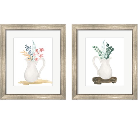 Farmhouse Pitcher With Flowers 2 Piece Framed Art Print Set by Lucille Price