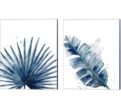 Teal Palm Frond 2 Piece Canvas Print Set by Patricia Pinto