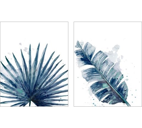 Teal Palm Frond 2 Piece Art Print Set by Patricia Pinto
