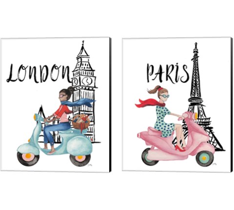 By Moped 2 Piece Canvas Print Set by Elizabeth Medley