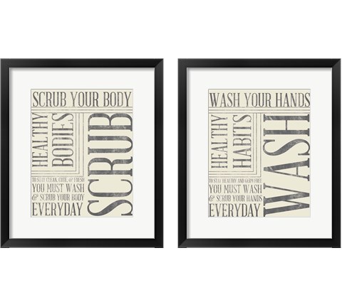 Bath Reminders in Gray 2 Piece Framed Art Print Set by SD Graphics Studio