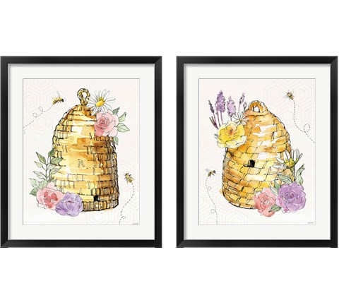 Honeybee Blossoms 2 Piece Framed Art Print Set by Anne Tavoletti