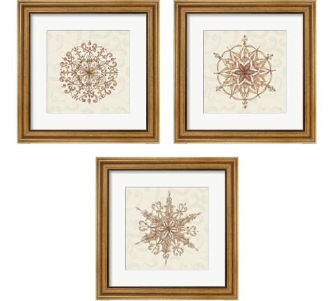 Elegant Season Snowflake 3 Piece Framed Art Print Set by Daphne Brissonnet