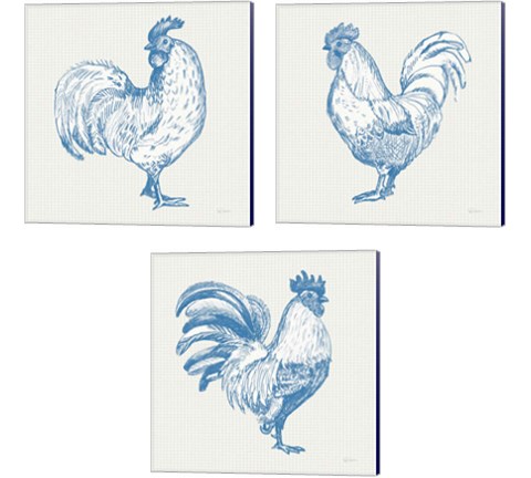 Cottage Rooster 3 Piece Canvas Print Set by Sue Schlabach