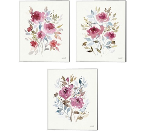 Soft Bouquet 3 Piece Canvas Print Set by Anne Tavoletti