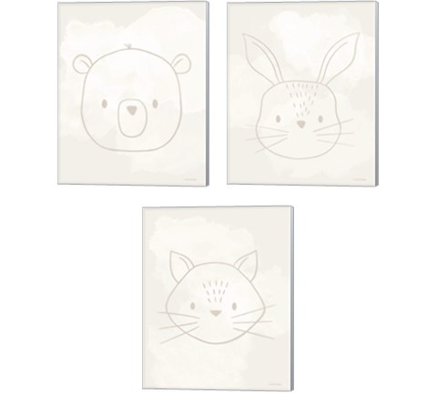 Soft Animal 3 Piece Canvas Print Set by Lady Louise Designs