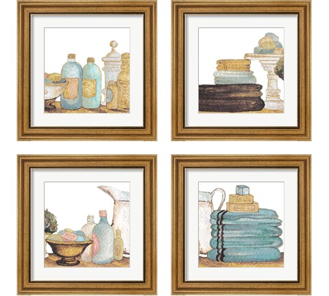 Gold Bath Accessories 4 Piece Framed Art Print Set by Elizabeth Medley