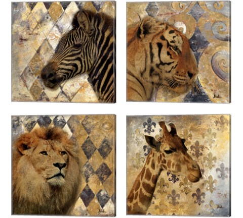Golden Safari 4 Piece Canvas Print Set by Patricia Pinto