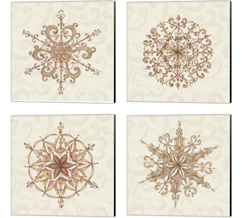 Elegant Season Snowflake 4 Piece Canvas Print Set by Daphne Brissonnet