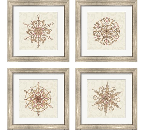 Elegant Season Snowflake 4 Piece Framed Art Print Set by Daphne Brissonnet