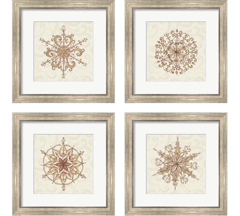 Elegant Season Snowflake 4 Piece Framed Art Print Set by Daphne Brissonnet