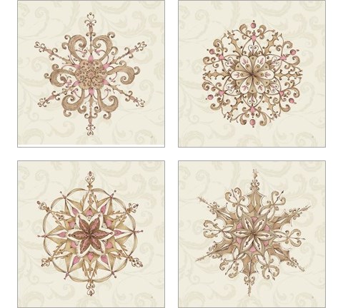 Elegant Season Snowflake 4 Piece Art Print Set by Daphne Brissonnet