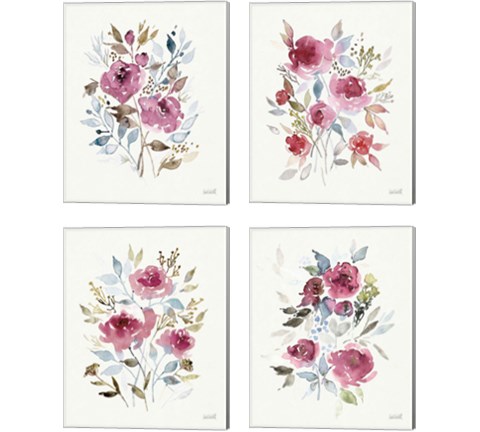 Soft Bouquet 4 Piece Canvas Print Set by Anne Tavoletti