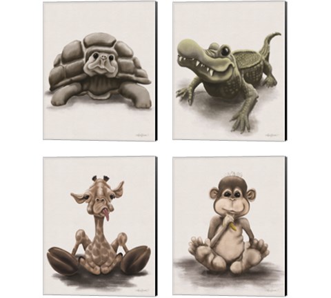 Kids Animal 4 Piece Canvas Print Set by Angela Bawden