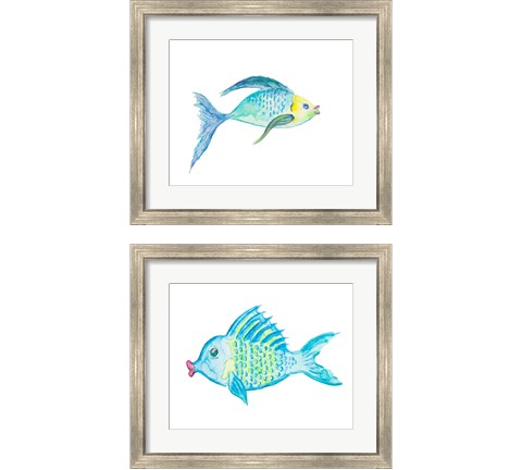 Yellow and Blue Fish 2 Piece Framed Art Print Set by Julie DeRice