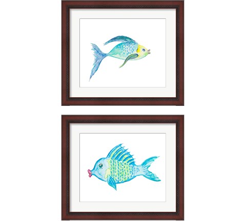 Yellow and Blue Fish 2 Piece Framed Art Print Set by Julie DeRice