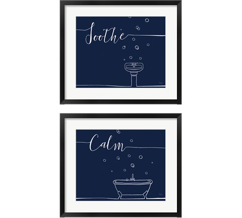 Underlined Bath Navy 2 Piece Framed Art Print Set by Veronique Charron